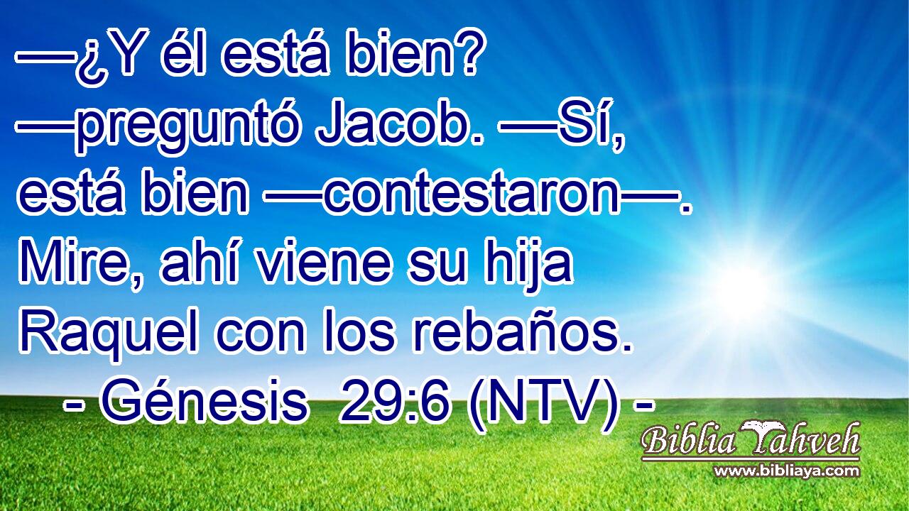 —¿Y él está bien? —preguntó Jacob. —Sí, está bien —contestaron—. Mire, ahí viene su hija Raquel con los rebaños.