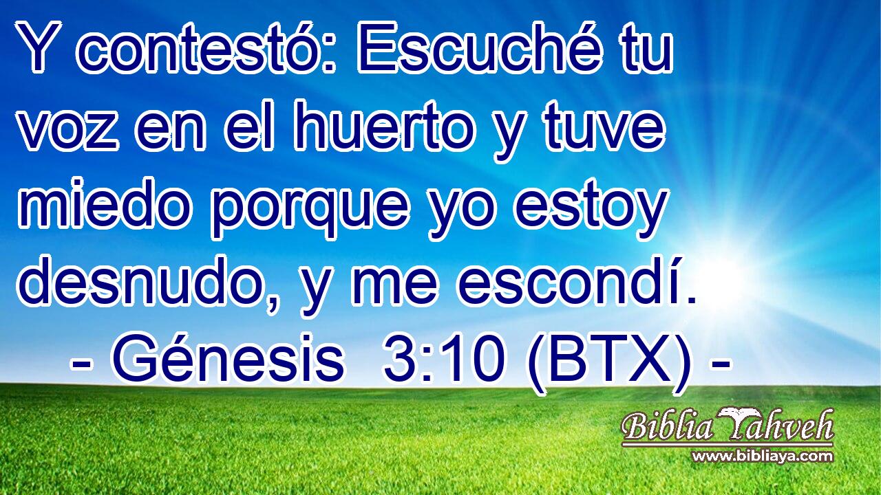 Y contestó: Escuché tu voz en el huerto y tuve miedo porque yo estoy desnudo, y me escondí.