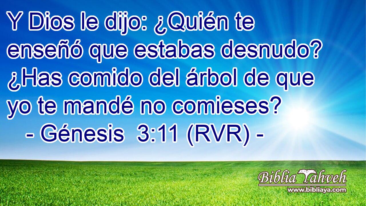 Y Dios le dijo: ¿Quién te enseñó que estabas desnudo? ¿Has comido del árbol de que yo te mandé no comieses?