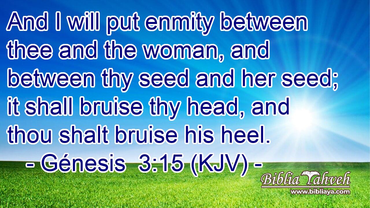 And I will put enmity between thee and the woman, and between thy seed and her seed; it shall bruise thy head, and thou shalt bruise his heel.