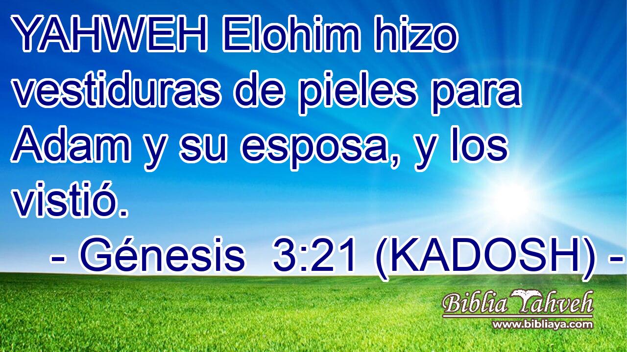  YAHWEH Elohim hizo vestiduras de pieles para Adam y su esposa, y los vistió. 