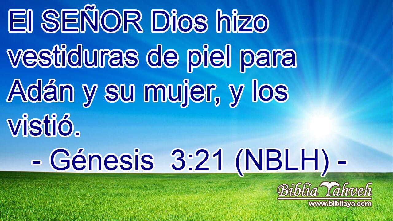  El SEÑOR Dios hizo vestiduras de piel para Adán y su mujer, y los vistió. 
