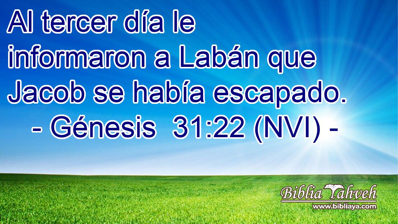  Al tercer día le informaron a Labán que Jacob se había escapado. 