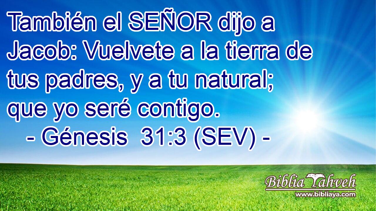 También el SEÑOR dijo a Jacob: Vuelvete a la tierra de tus padres, y a tu natural; que yo seré contigo.