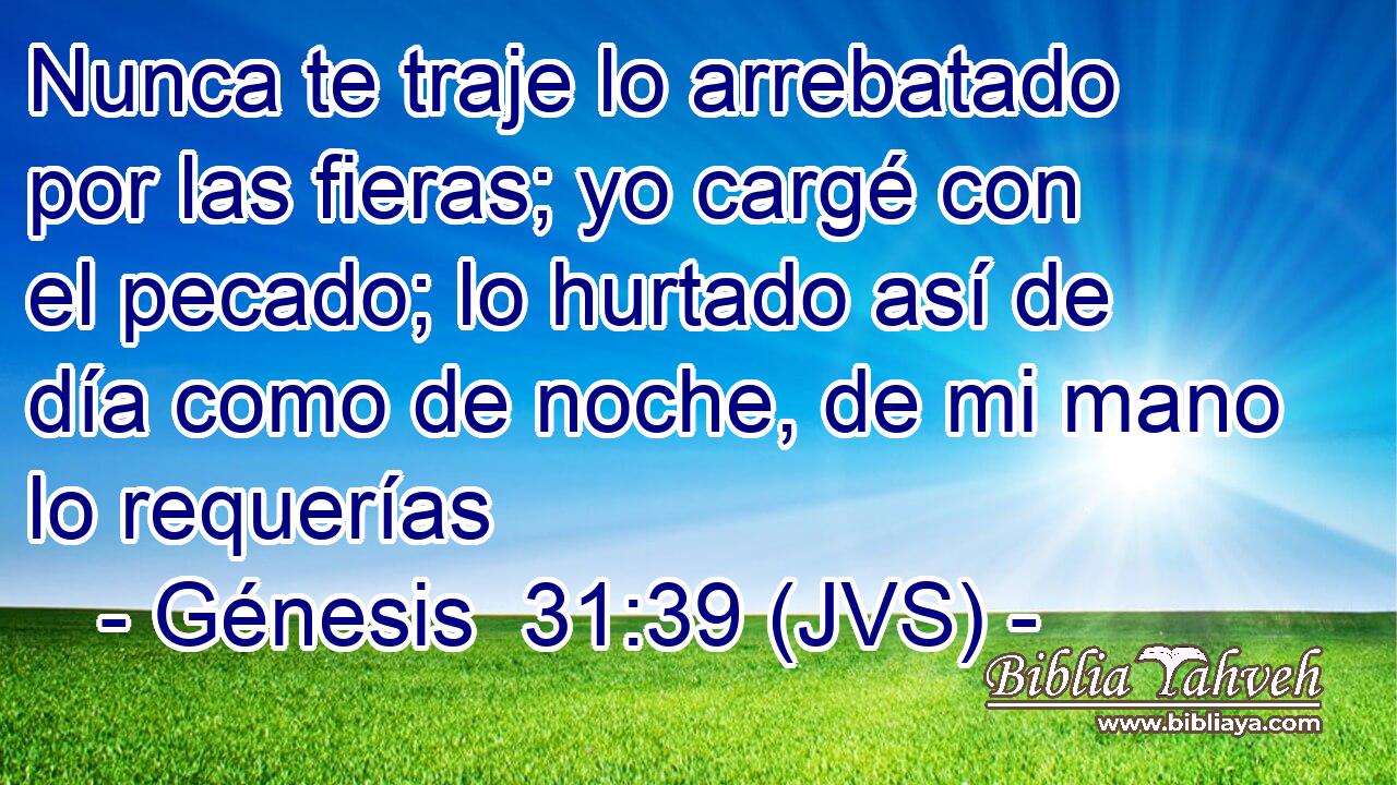 Nunca te traje lo arrebatado por las fieras; yo cargé con el pecado; lo hurtado así de día como de noche, de mi mano lo requerías
