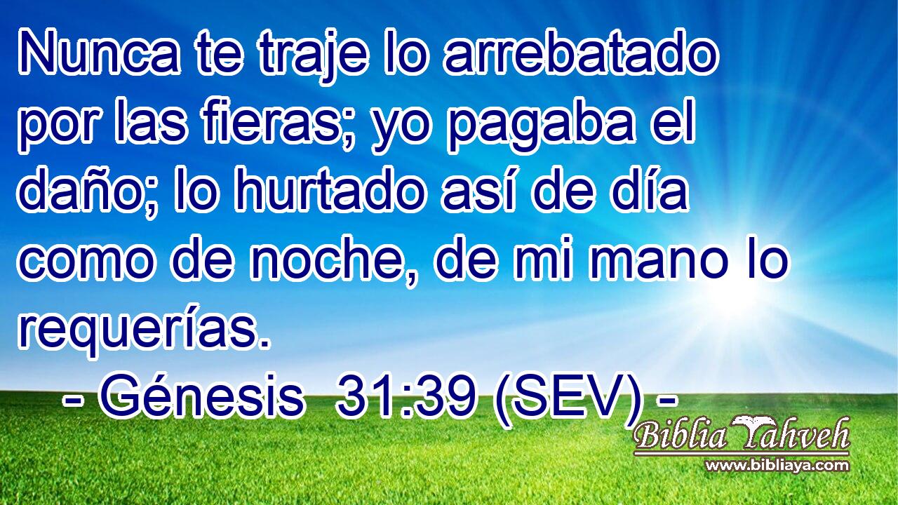 Nunca te traje lo arrebatado por las fieras; yo pagaba el daño; lo hurtado así de día como de noche, de mi mano lo requerías.