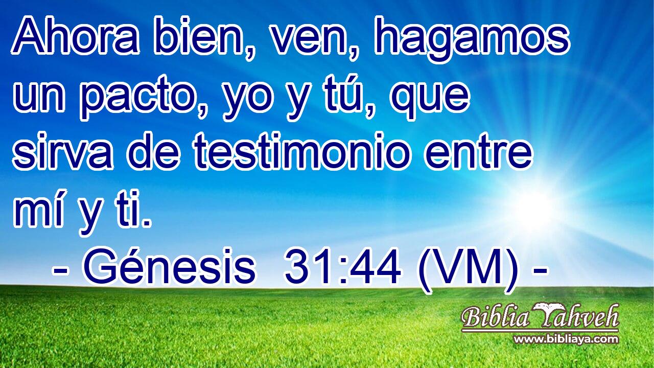  Ahora bien, ven, hagamos un pacto, yo y tú, que sirva de testimonio entre mí y ti. 