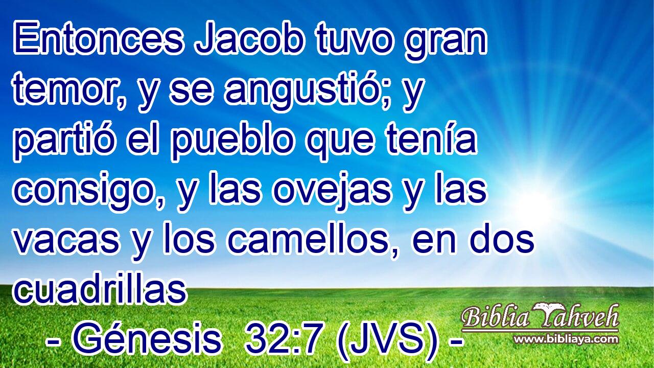 Entonces Jacob tuvo gran temor, y se angustió; y partió el pueblo que tenía consigo, y las ovejas y las vacas y los camellos, en dos cuadrillas