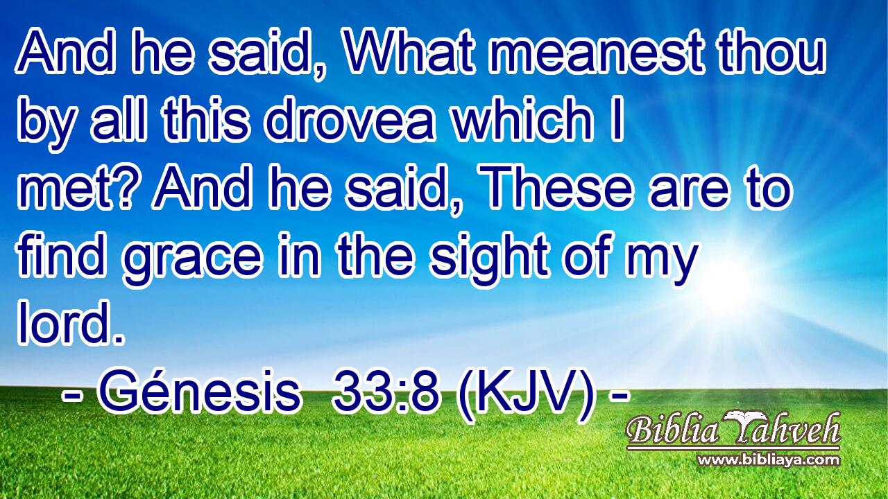 And he said, What meanest thou by all this drovea which I met? And he said, These are to find grace in the sight of my lord.