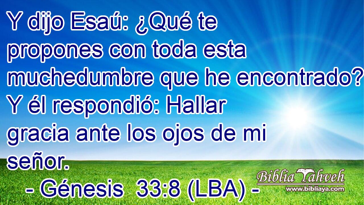 Y dijo Esaú: ¿Qué te propones con toda esta muchedumbre que he encontrado? Y él respondió: Hallar gracia ante los ojos de mi señor.