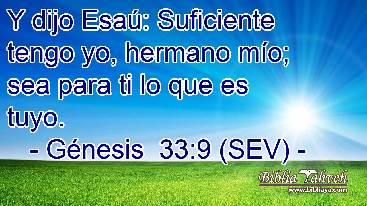 Y dijo Esaú: Suficiente tengo yo, hermano mío; sea para ti lo que es tuyo.