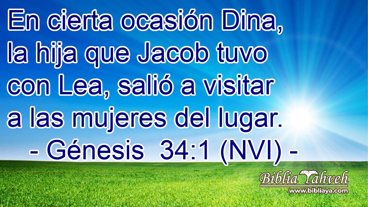  En cierta ocasión Dina, la hija que Jacob tuvo con Lea, salió a visitar a las mujeres del lugar. 