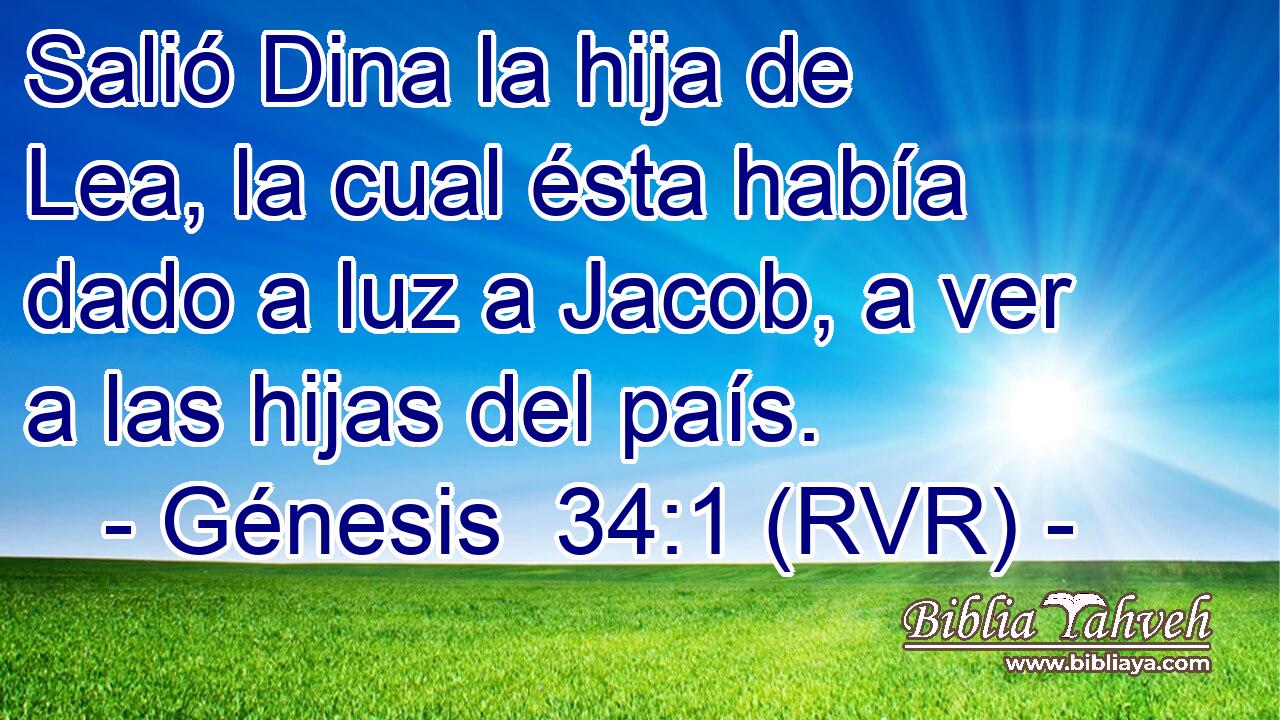 Salió Dina la hija de Lea, la cual ésta había dado a luz a Jacob, a ver a las hijas del país.