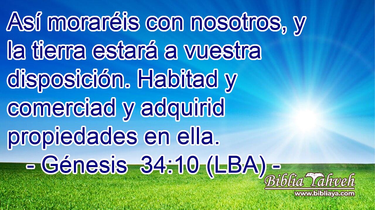 Así moraréis con nosotros, y la tierra estará a vuestra disposición. Habitad y comerciad y adquirid propiedades en ella.
