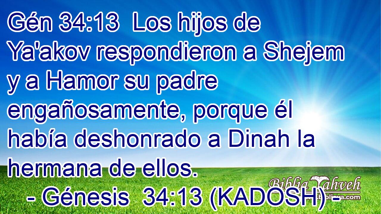  Los hijos de Ya'akov respondieron a Shejem y a Hamor su padre engañosamente, porque él había deshonrado a Dinah la hermana de ellos. 