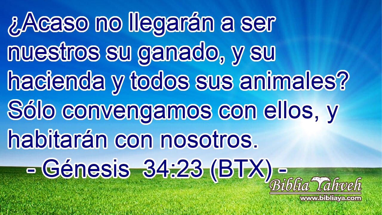 ¿Acaso no llegarán a ser nuestros su ganado, y su hacienda y todos sus animales? Sólo convengamos con ellos, y habitarán con nosotros.