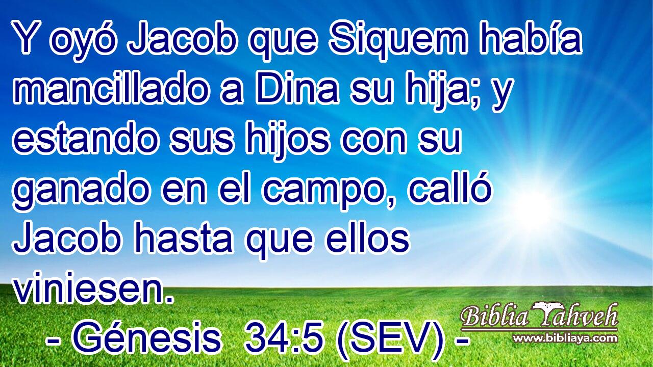 Y oyó Jacob que Siquem había mancillado a Dina su hija; y estando sus hijos con su ganado en el campo, calló Jacob hasta que ellos viniesen.