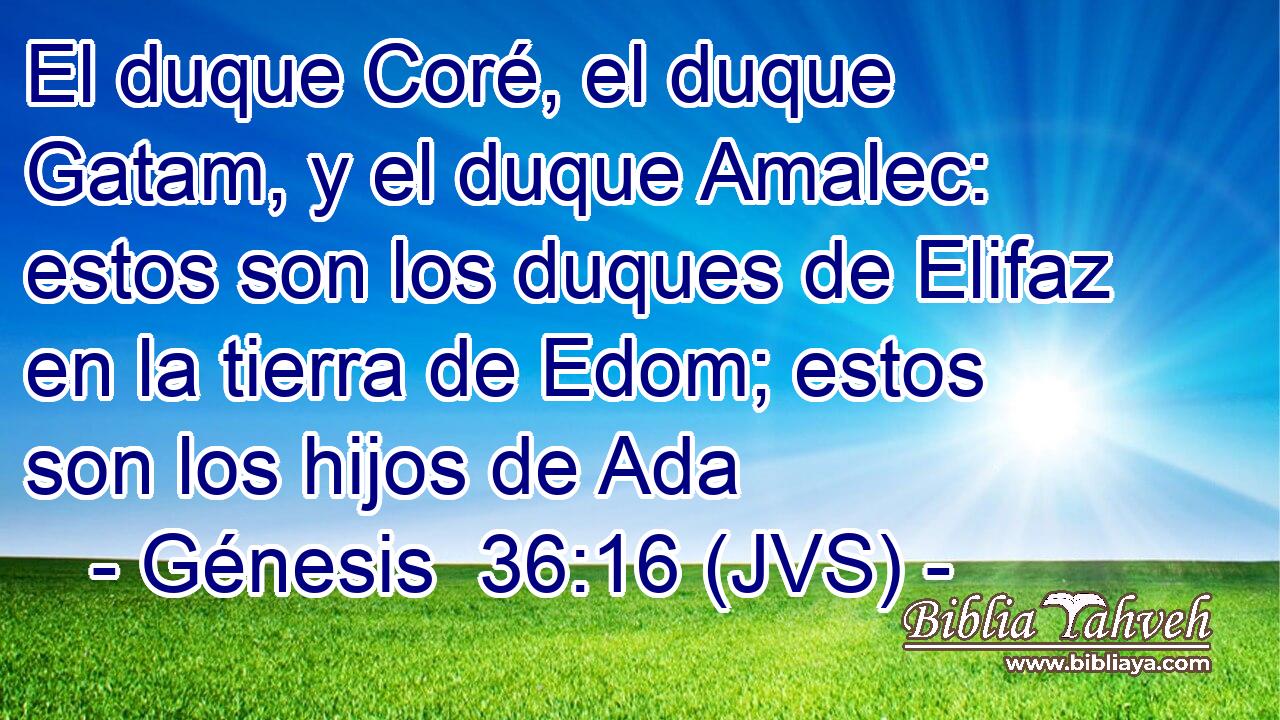 El duque Coré, el duque Gatam, y el duque Amalec: estos son los duques de Elifaz en la tierra de Edom; estos son los hijos de Ada