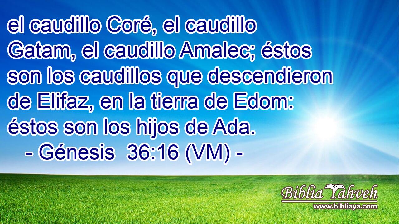  el caudillo Coré, el caudillo Gatam, el caudillo Amalec; éstos son los caudillos que descendieron de Elifaz, en la tierra de Edom: éstos son los hijos de Ada. 