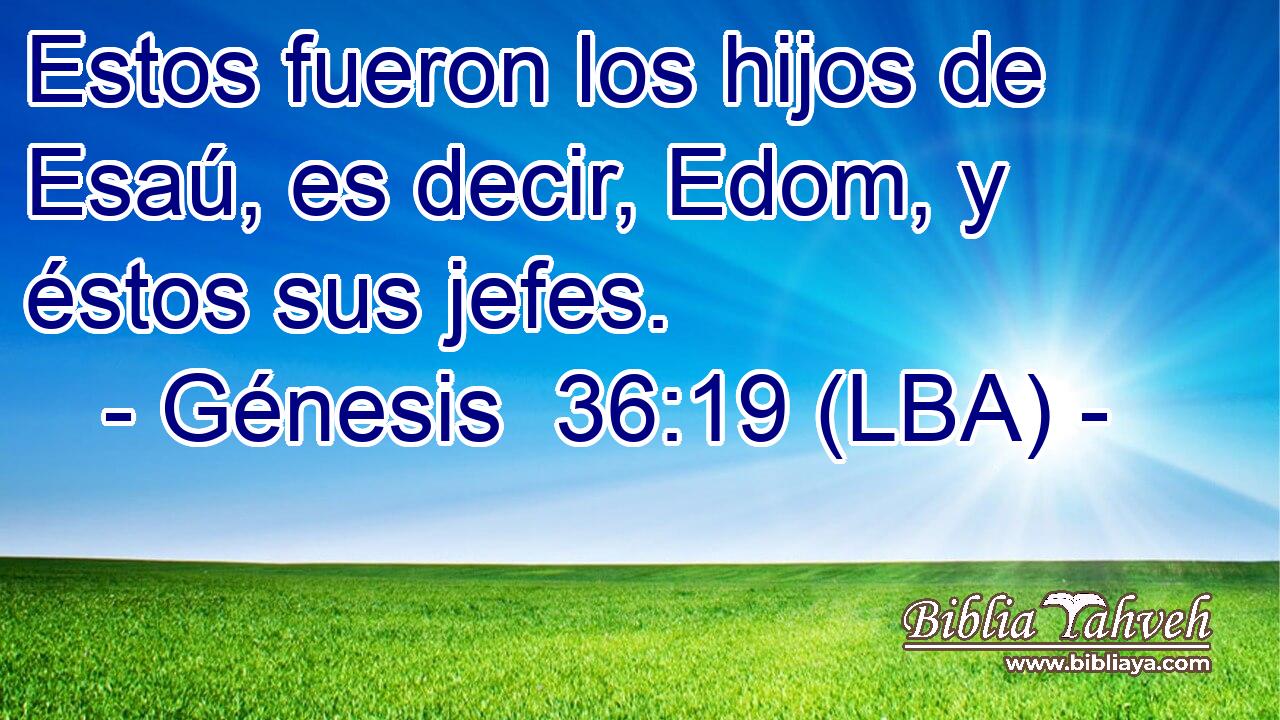 Estos fueron los hijos de Esaú, es decir, Edom, y éstos sus jefes.