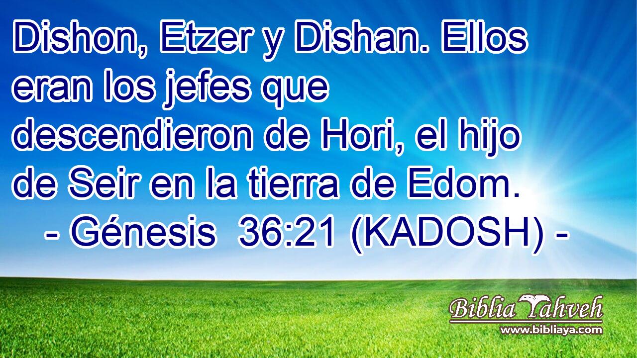  Dishon, Etzer y Dishan. Ellos eran los jefes que descendieron de Hori, el hijo de Seir en la tierra de Edom. 
