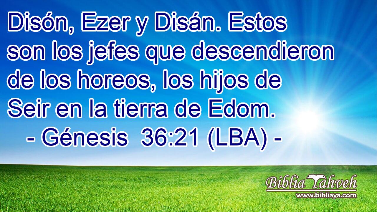 Disón, Ezer y Disán. Estos son los jefes que descendieron de los horeos, los hijos de Seir en la tierra de Edom.