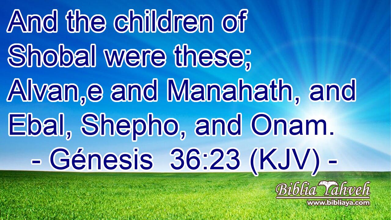 And the children of Shobal were these; Alvan,e and Manahath, and Ebal, Shepho, and Onam.