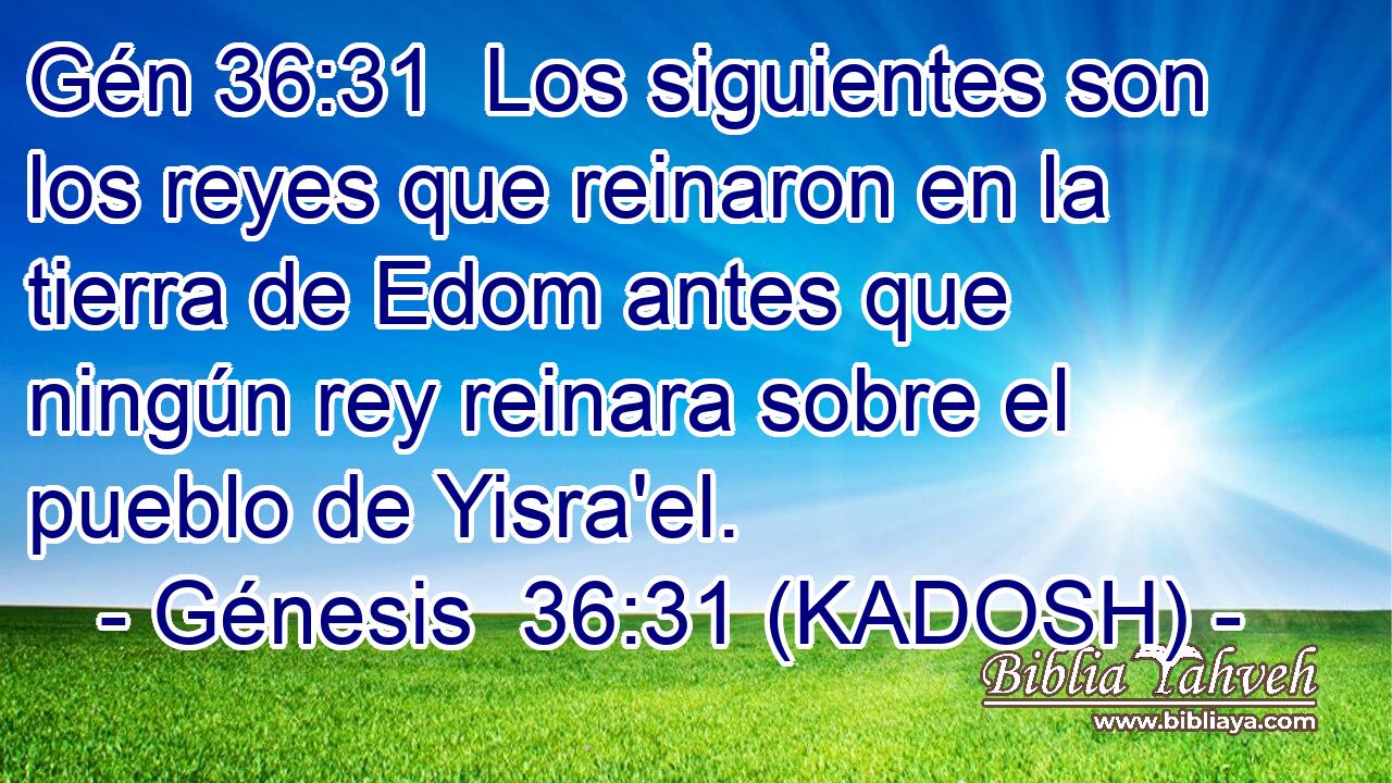  Los siguientes son los reyes que reinaron en la tierra de Edom antes que ningún rey reinara sobre el pueblo de Yisra'el. 