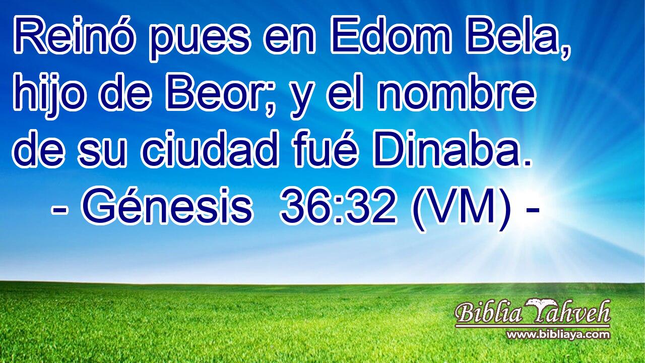  Reinó pues en Edom Bela, hijo de Beor; y el nombre de su ciudad fué Dinaba. 