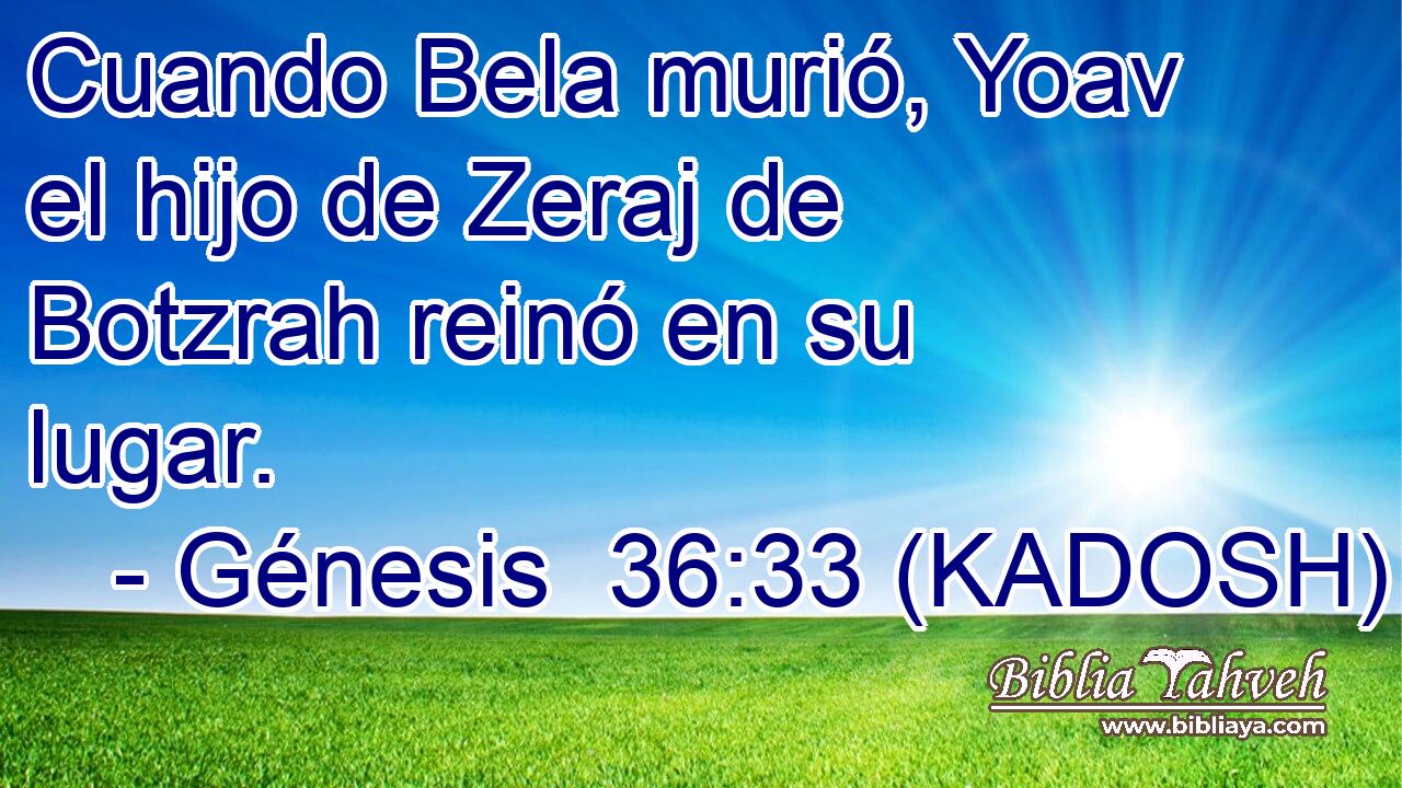  Cuando Bela murió, Yoav el hijo de Zeraj de Botzrah reinó en su lugar. 