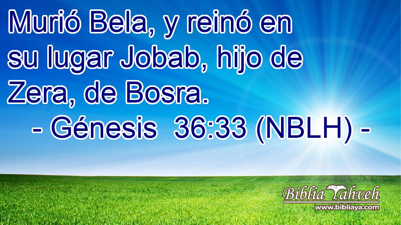  Murió Bela, y reinó en su lugar Jobab, hijo de Zera, de Bosra. 