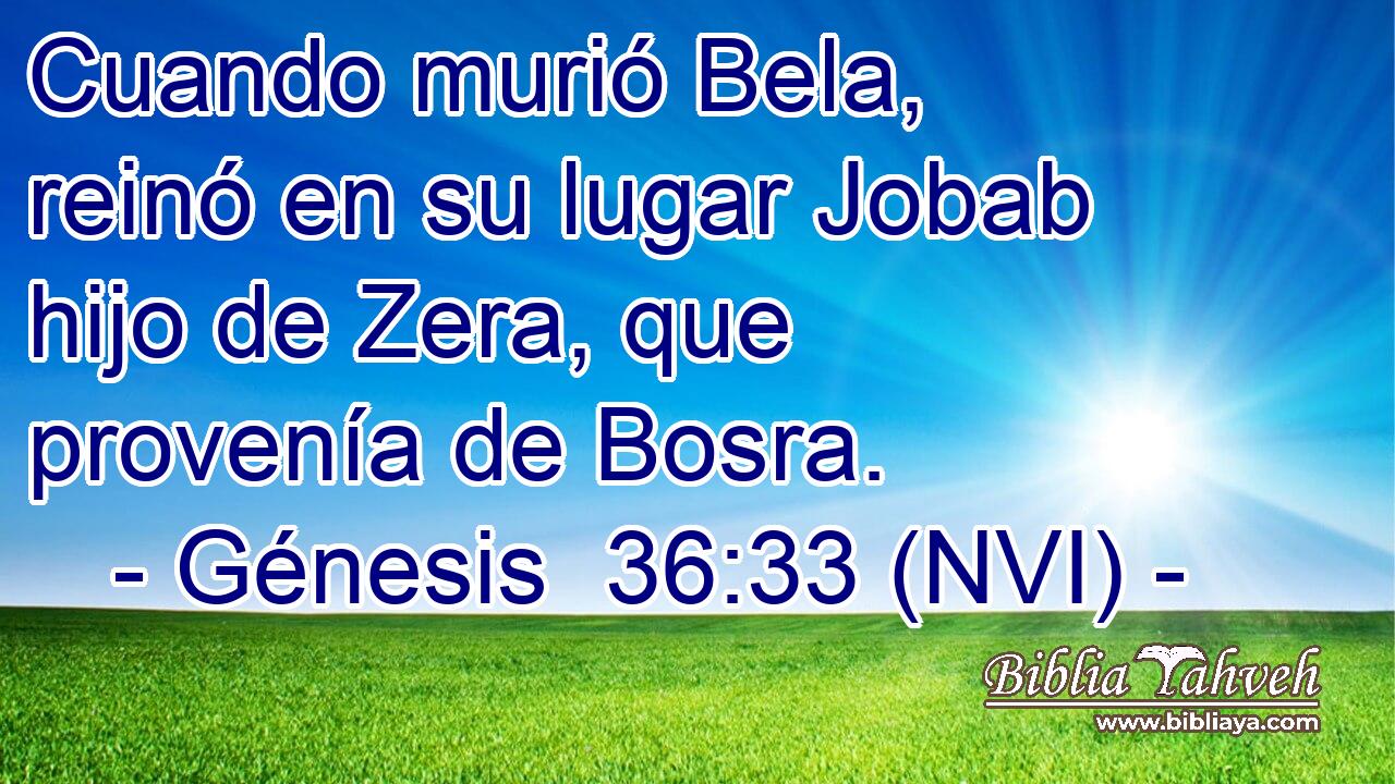  Cuando murió Bela, reinó en su lugar Jobab hijo de Zera, que provenía de Bosra. 