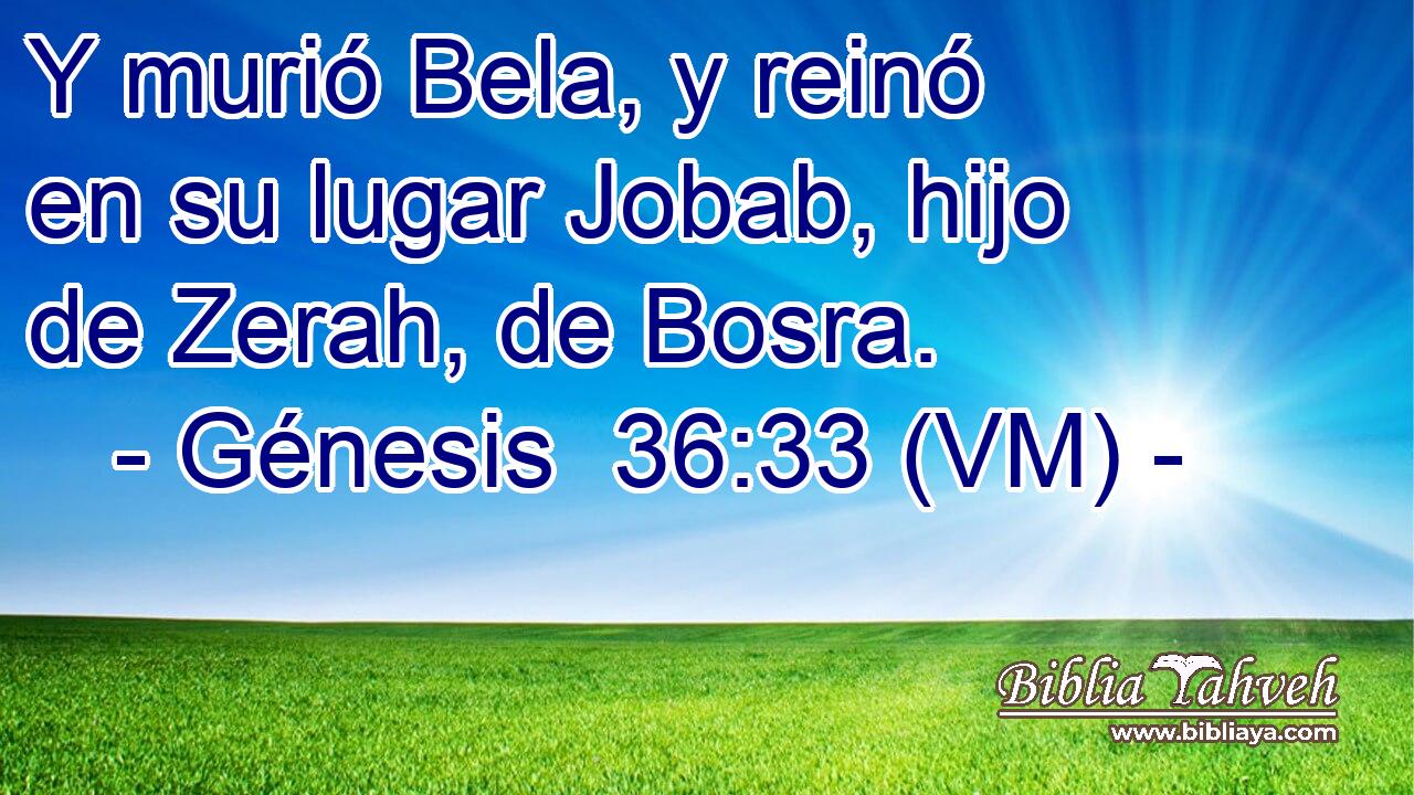  Y murió Bela, y reinó en su lugar Jobab, hijo de Zerah, de Bosra. 