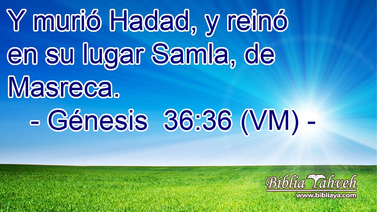  Y murió Hadad, y reinó en su lugar Samla, de Masreca. 