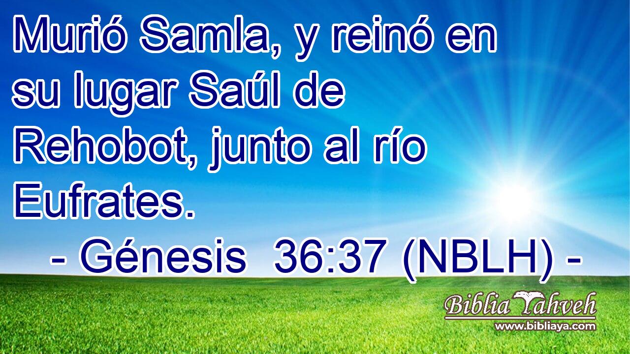  Murió Samla, y reinó en su lugar Saúl de Rehobot, junto al río Eufrates. 
