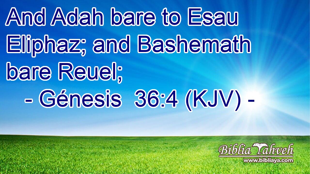 And Adah bare to Esau Eliphaz; and Bashemath bare Reuel;
