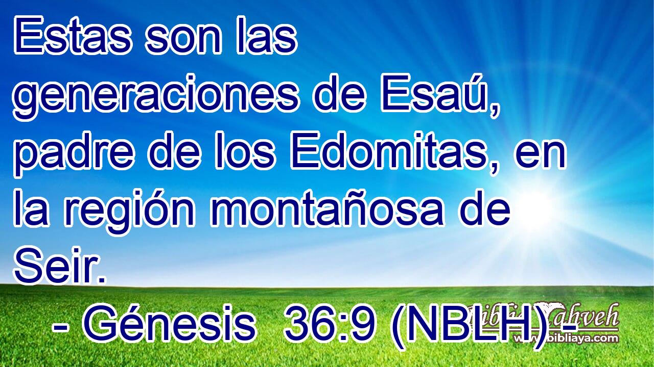  Estas son las generaciones de Esaú, padre de los Edomitas, en la región montañosa de Seir. 
