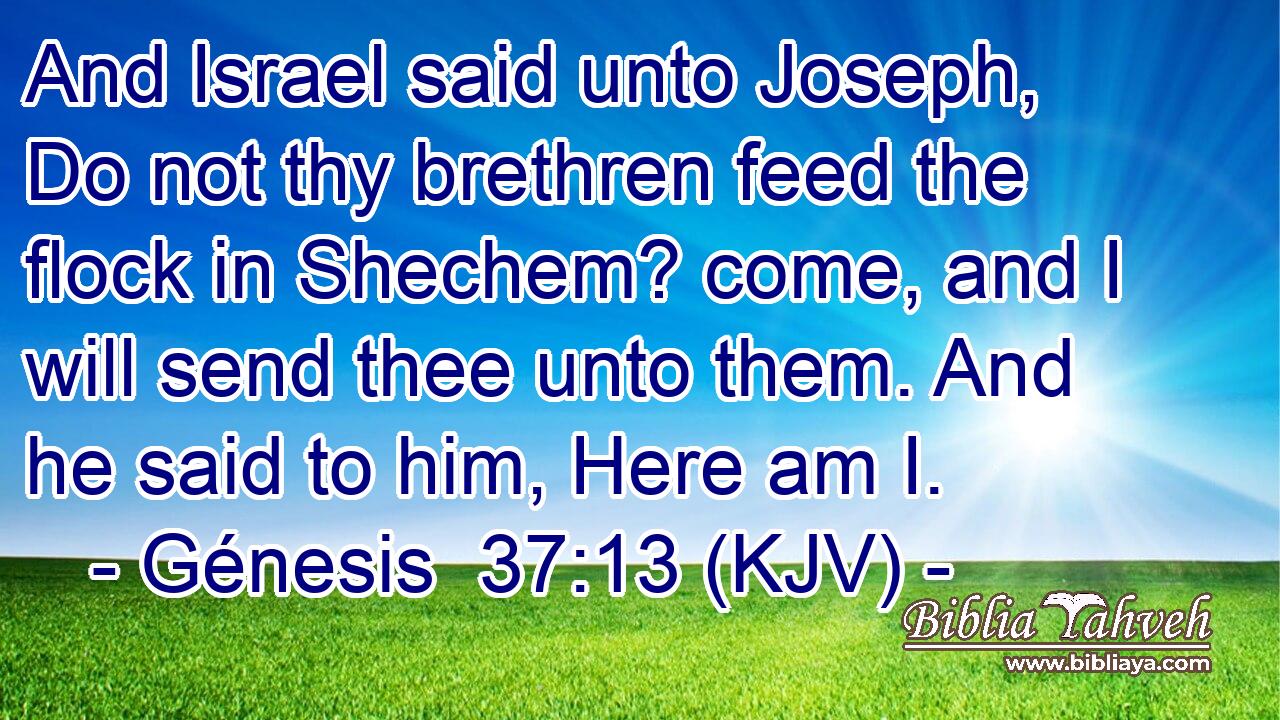 And Israel said unto Joseph, Do not thy brethren feed the flock in Shechem? come, and I will send thee unto them. And he said to him, Here am I.