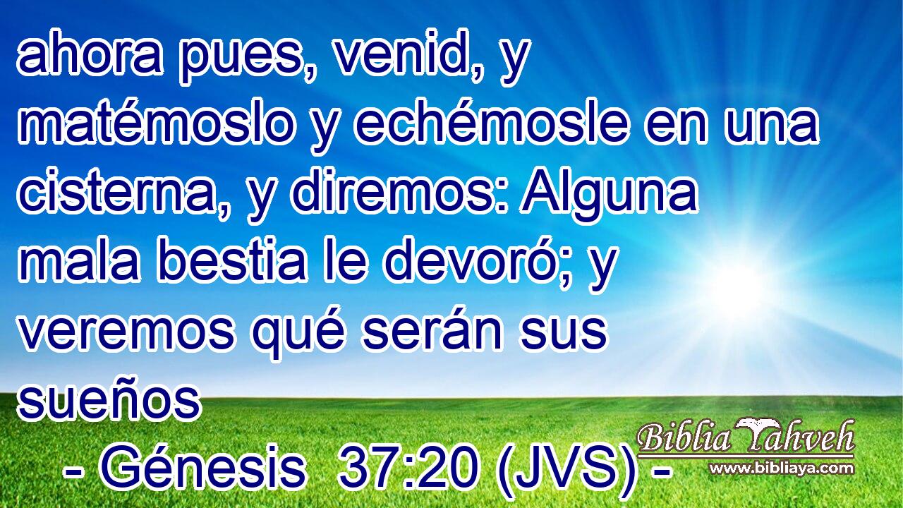 ahora pues, venid, y matémoslo y echémosle en una cisterna, y diremos: Alguna mala bestia le devoró; y veremos qué serán sus sueños