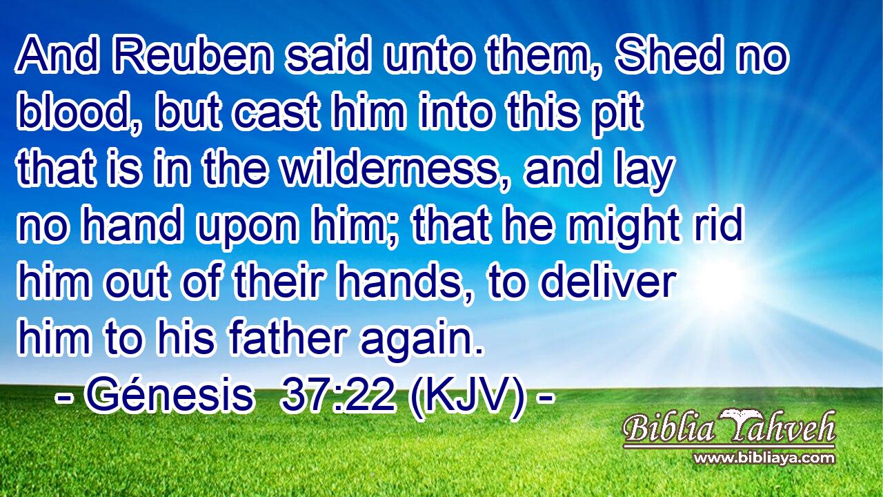 And Reuben said unto them, Shed no blood, but cast him into this pit that is in the wilderness, and lay no hand upon him; that he might rid him out of their hands, to deliver him to his father again.