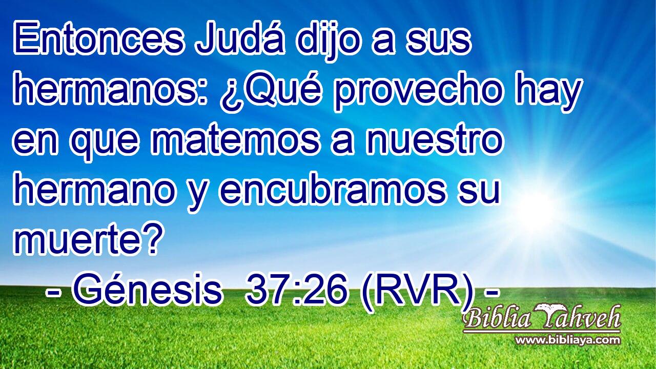 Entonces Judá dijo a sus hermanos: ¿Qué provecho hay en que matemos a nuestro hermano y encubramos su muerte?