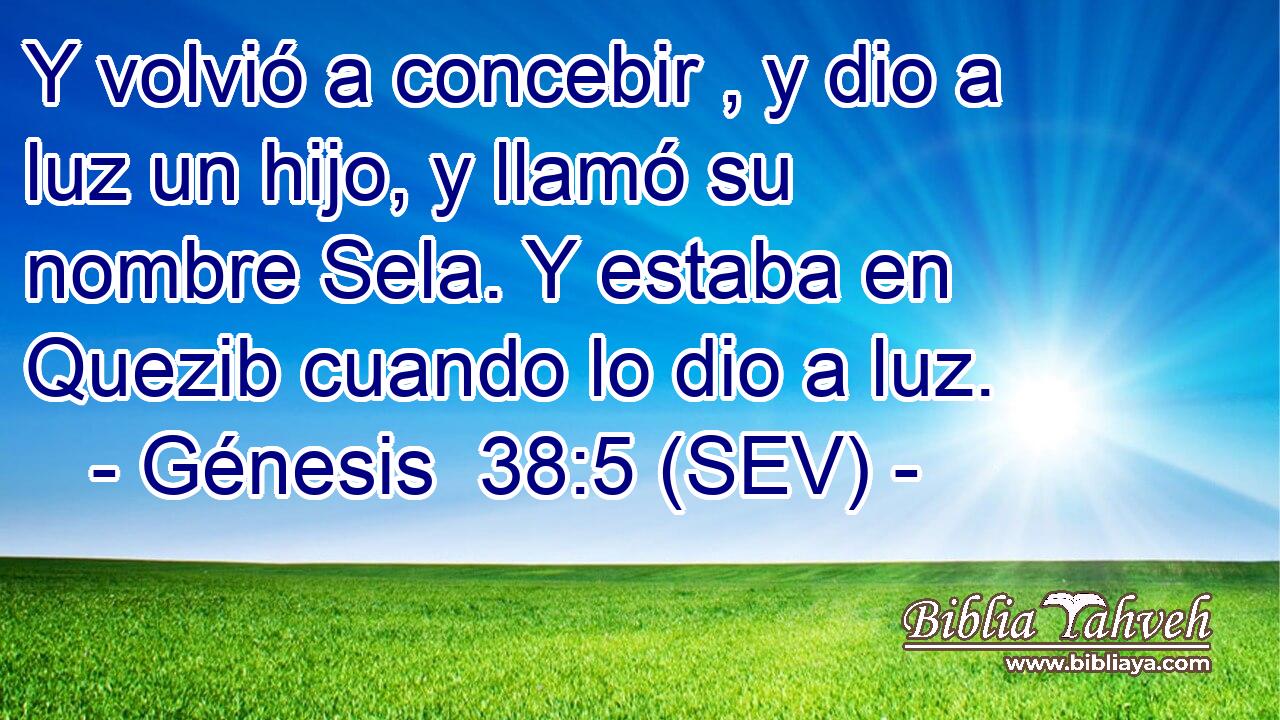 Y volvió a concebir , y dio a luz un hijo, y llamó su nombre Sela. Y estaba en Quezib cuando lo dio a luz.