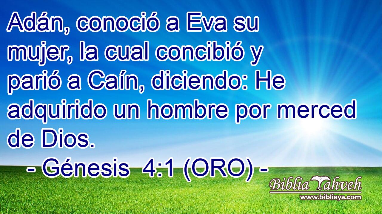  Adán, conoció a Eva su mujer, la cual concibió y parió a Caín, diciendo: He adquirido un hombre por merced de Dios. 