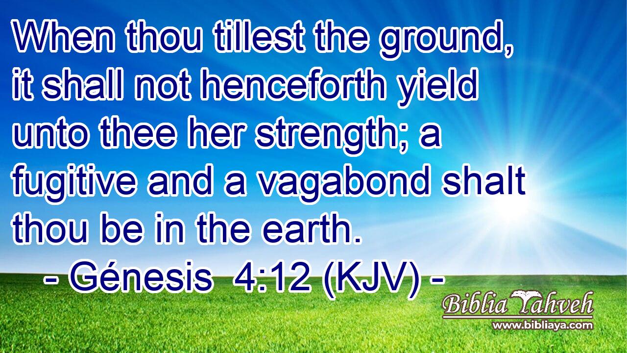 When thou tillest the ground, it shall not henceforth yield unto thee her strength; a fugitive and a vagabond shalt thou be in the earth.