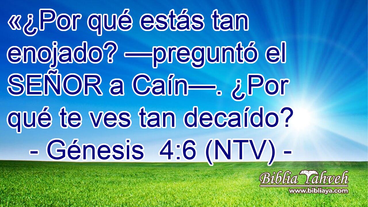 «¿Por qué estás tan enojado? —preguntó el SEÑOR a Caín—. ¿Por qué te ves tan decaído?