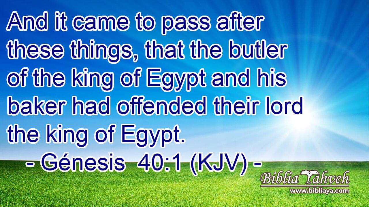 And it came to pass after these things, that the butler of the king of Egypt and his baker had offended their lord the king of Egypt.