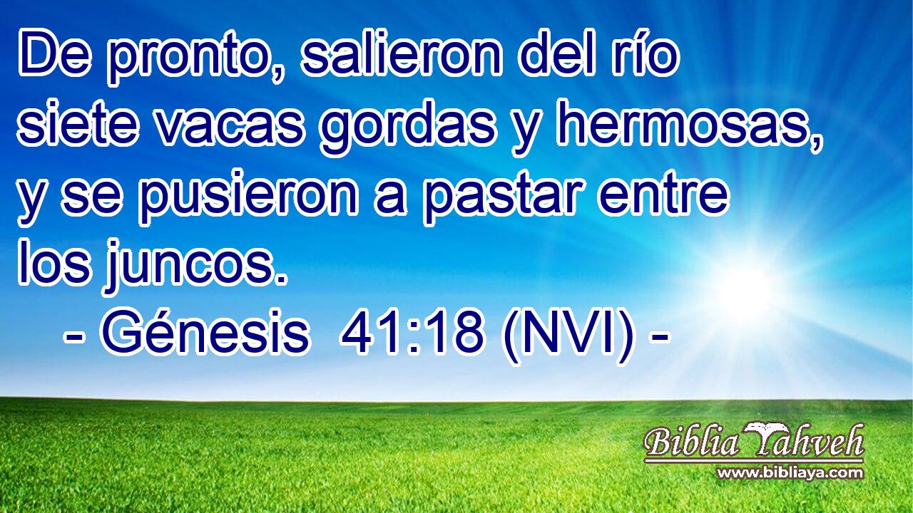  De pronto, salieron del río siete vacas gordas y hermosas, y se pusieron a pastar entre los juncos. 