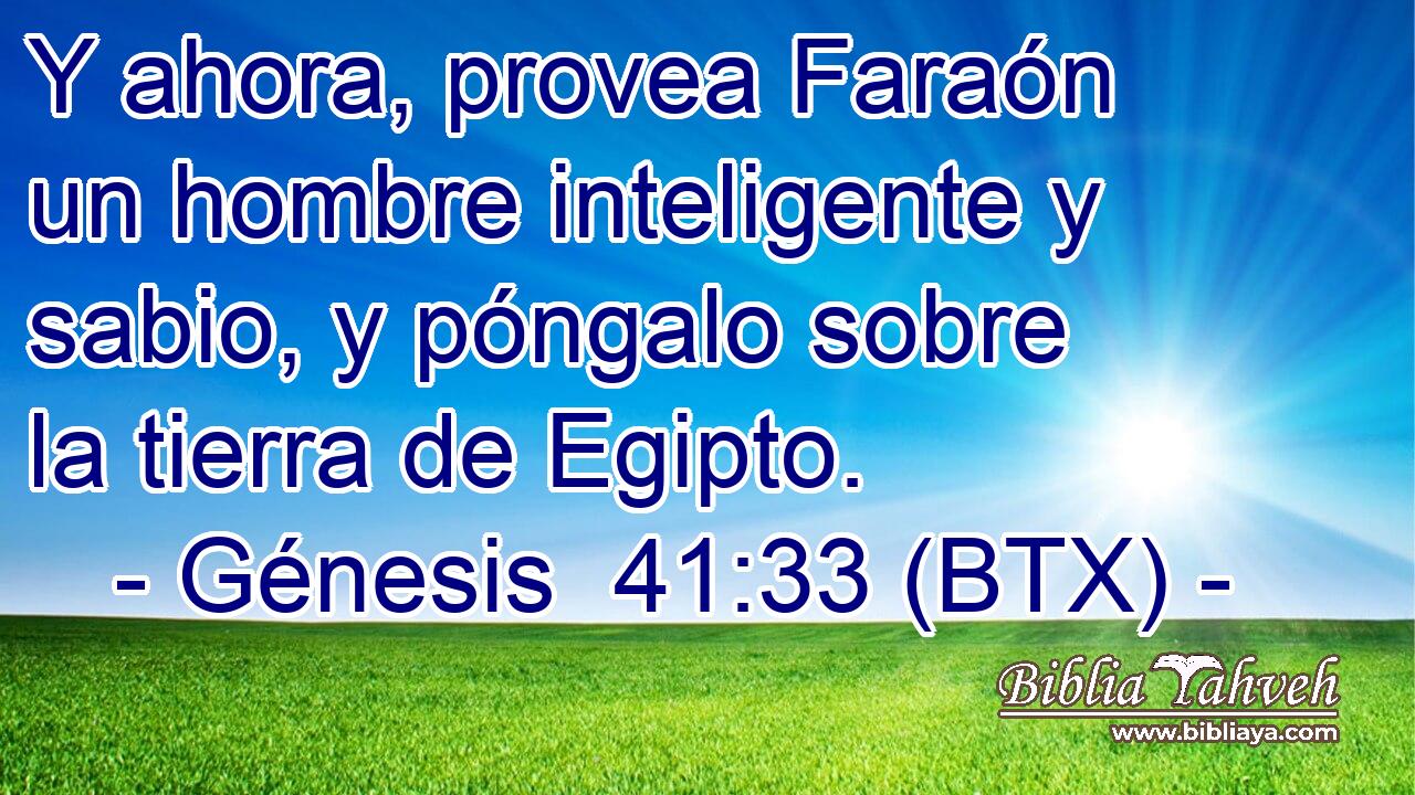 Y ahora, provea Faraón un hombre inteligente y sabio, y póngalo sobre la tierra de Egipto.