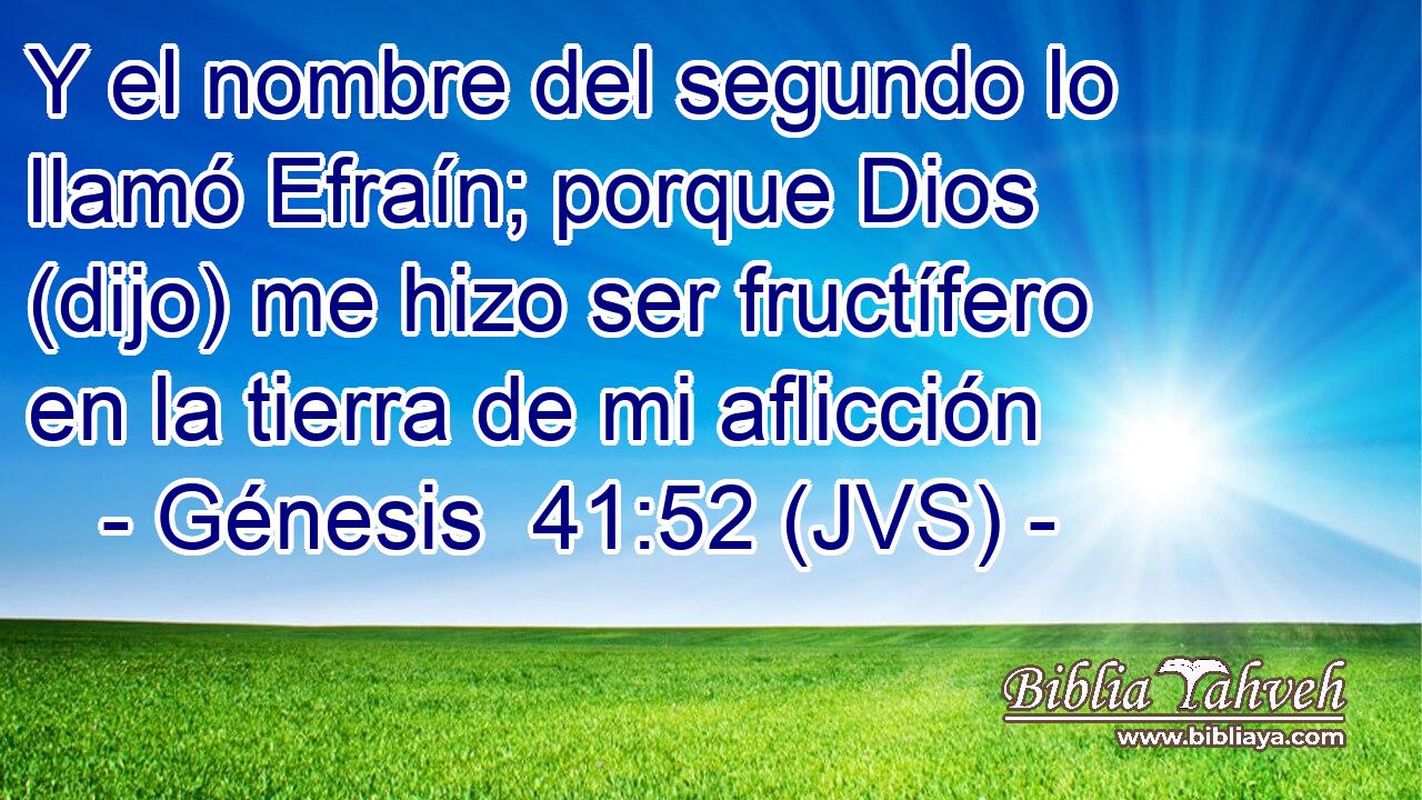 Y el nombre del segundo lo llamó Efraín; porque Dios (dijo) me hizo ser fructífero en la tierra de mi aflicción