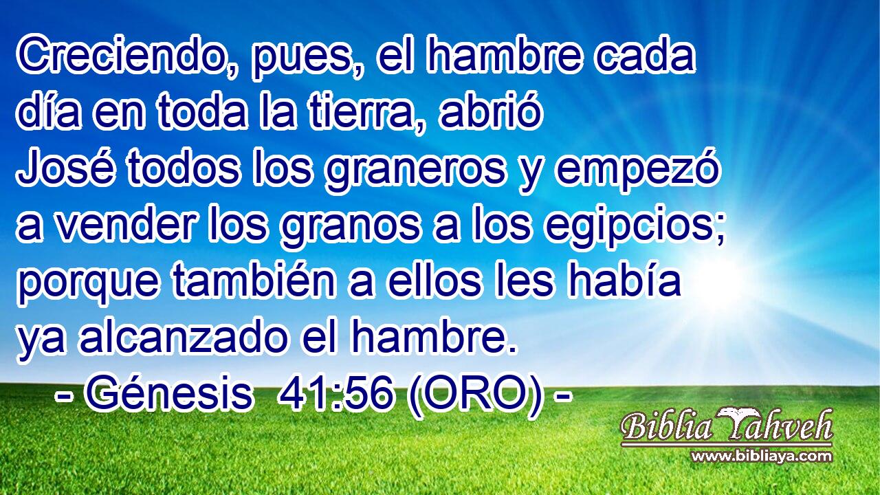  Creciendo, pues, el hambre cada día en toda la tierra, abrió José todos los graneros y empezó a vender los granos a los egipcios; porque también a ellos les había ya alcanzado el hambre. 
